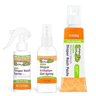 Boogie Diaper Rash Baby Bundle Rash Spray, Extra Strength Paste, and Irritation Gel Spray Diaper Bag Essentials for Newborns, Infants, Toddlers, Set of 3 Baby Must Haves