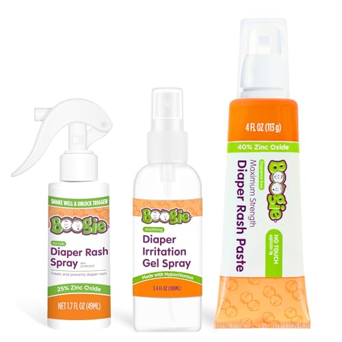 Image of Boogie Diaper Rash Baby Bundle – Rash Spray, Extra Strength Paste, and Irritation Gel Spray – Diaper Bag Essentials for Newborns, Infants, & Toddlers, Set of 3 Baby Must Haves
