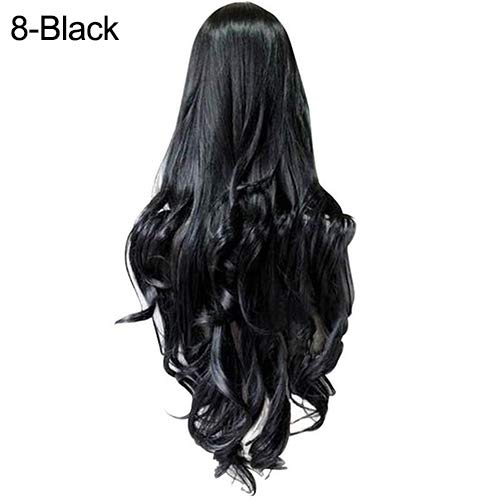 guohanfsh Perucas de cosplay anime longo encaracolado grande cabelo ondulado colorido prata branca