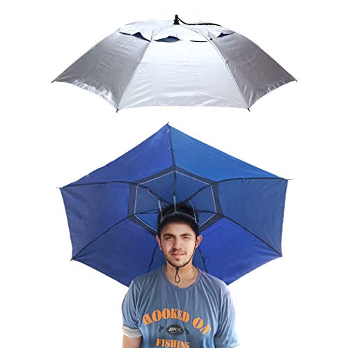 ZEMIO Umbrella Hat Fishing Sunshade 3.6ft Waterproof Windproof Headwear Hands Free Anti-UV Foldin