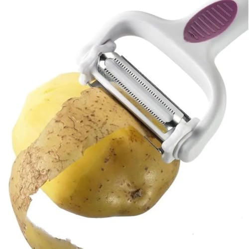 Descascador e Fatiador 3 em 1 para Legumes, Frutas e Verduras, Lâminas em Aço Inox, Compacto