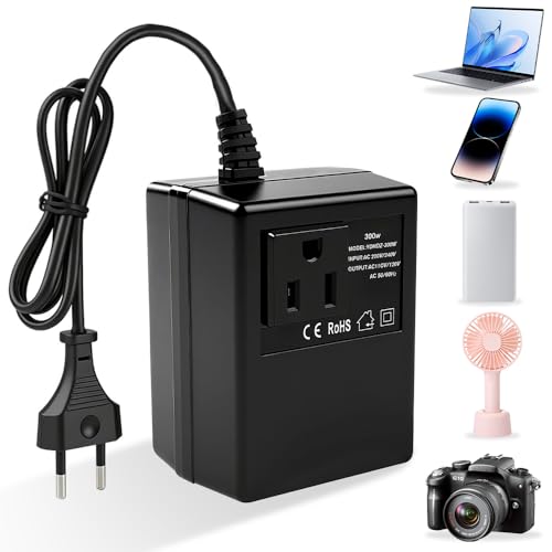 BIZOI Convertisseur de Tension 220V vers 110V 300W, Transformateur de Tension, Adaptateur de Courant de Voyage, Utilisé pour Appareils Électroniques,...