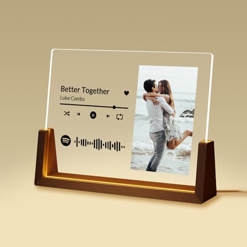 Placa Spotify Personalizada con Luz - Regalos Personalizados con Foto Pareja Lámpara Personalizada Marco de Fotos con Canción Regalo Aniversario Novios Novia