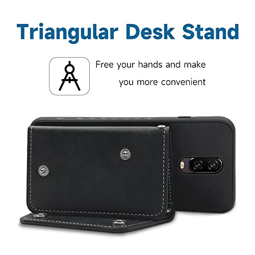 Image of Compatible with OnePlus 7 6T Wallet Cover with Crossbody Shoulder Strap and Stand Credit Card Holder Cell Phone Cover for OnePlus6T A6013 OnePlus7 GM1900 One Plus6T 1+ Plus7 1 Plus 1plus T6 Black