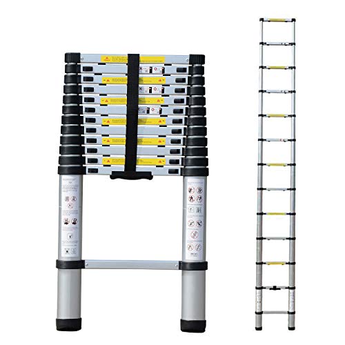 Easy Life 伸縮はしご 最長3.8m 耐荷重150kg 伸縮梯子 折り畳み 軽量 多機能アルミはしご 日本語説明書 自動ロック スライド式 アルミ 室内室外両用 梯子 持ち運び便利