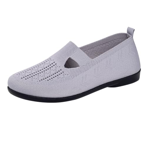 Zapatillas De Caminar Ortopédicas De Tejido Trenzado Ligero Y Transpirable Suela Suave con Soporte De Arco Y Ajuste Elástico para Uso Diario(Grey, 39)