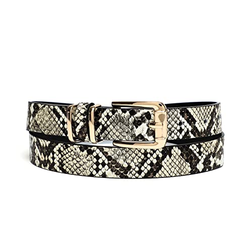 Women Waist Belts for Dresses Thin Black Skinny Leather Belts with Gold Pin Buckle