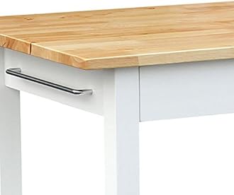 Casual Home Kitchen Island with Solid American Hardwood Top, Natural/White, 40" W (373-91)