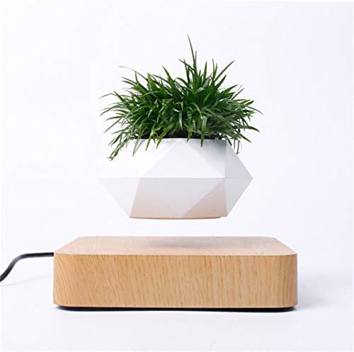 TOMHY Modern Desktop Planter, Magnetic Levitating Air Bonsai Pot, Rotatable Flower Pot Planters, Suspension Floating Pot Walnut