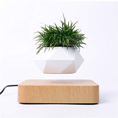 TOMHY Modern Desktop Planter, Magnetic Levitating Air Bonsai Pot, Rotatable Flower Pot Planters, Suspension Floating Pot Walnut