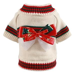 Classic Dog Sweater Winter Coat Pet Apparel Knitted Dog Custume Dog Hoodie Chihuahua Clothes Warm Sweartershirts Dog Cold Weather Outfit Dog Clothes for Small Medium Dog Cozy Dog Jackets White S