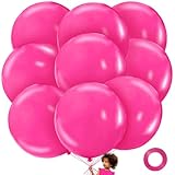 LEEZZIZZ Giant Balloons 36 Inch Hot Pink Large Balloons Latex, Big Balloons, 9 Pcs Jumbo Balloons Bluk for Kid's Party Wedding Birthday Supply Decorations.(Hot pink), Rose Red