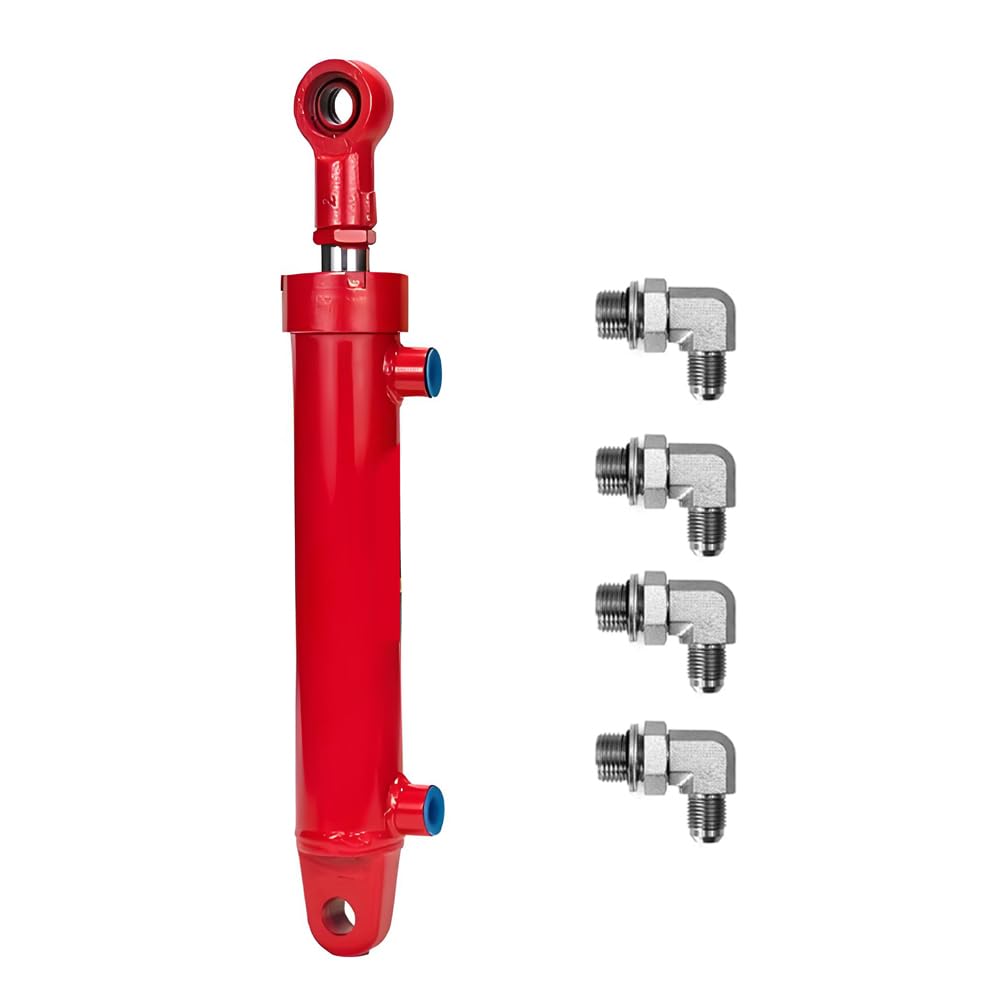 Cilindro hidráulico de 2 x 6, cilindro hidráulico soldado de doble acción de 3 toneladas, orificio de 5 cm x 15 cm, con conectores hidráulicos JIC de 37° (rosca de 9/40.6 cm-18), fuerza de
