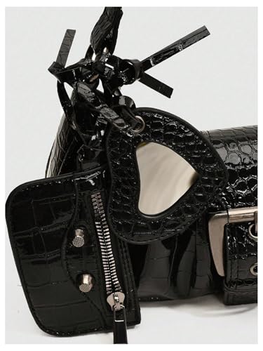 Image of GORGLITTER Women's Y2k Shoulder Bag Buckle Western Vintage Hobo Pu Leather Handbags with Coin Purse