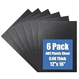 Kinlink Black ABS Plastic Sheet 12' x 16'x 0.06' Flexible Moldable Impact Strength and High Tensile 1/16' Thick (1.5mm) Abs Sheet, Moldable Plastic DIY Materials for Home Decor and Handicrafts, 6 Pack