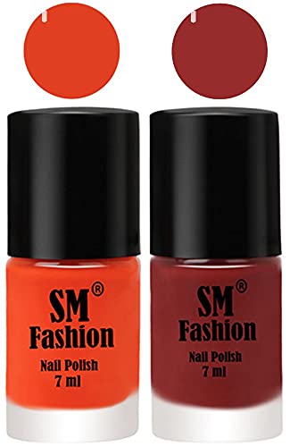 Image of Long Lasting Nail Polish | Nail Paint Combo 7 ml Each) - Set of 2 Reddish Orange -Jam