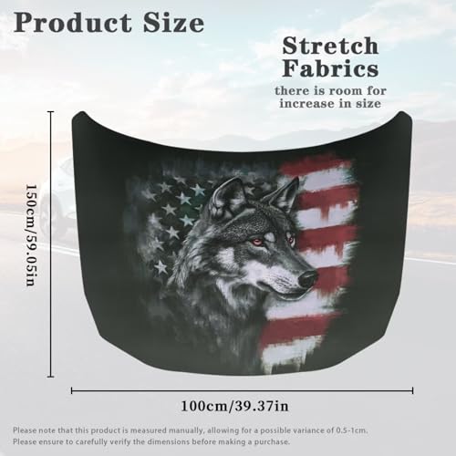 Image of Car Hood Cover Protector,Wolf Design Snowproof Waterproof Comfortable Print Stylish Hood Covers for Cars,Decoration Universal Car Accessories