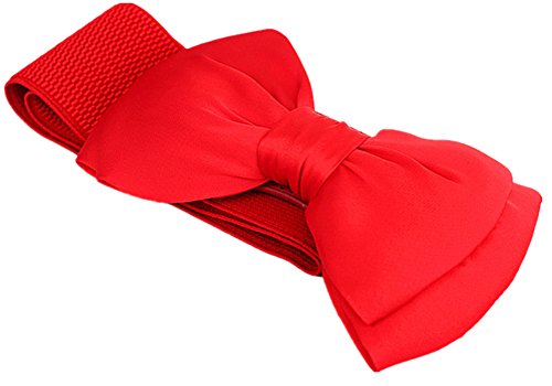 Sportswell Women's Fashionable Bowknot Wide Belt Girls Lady Stretch Cinch Dress Waistband Red #TOP1