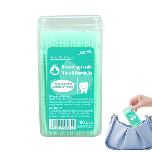 Palillos de Dientes con Sabor | De Doble Punta Para Limpieza Saborizados - 100 Piezas Quita Manchas Cuidado Bucal Para Espinas De Pescado Para Mujeres Hombres Adolescentes Adultos Mayores Acampada