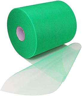 Paor 100 Yards 15cm Wide Tulle Ribbon Fabric for Party Decoration Wraping Craft Bow Girl Tutu Color Dark Green/Pink/000 Lemon Yellow/Dark Blue/White (Black)