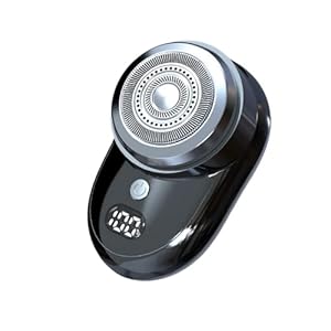 Portable Household Men’s Shaver Portable Travel Washable Digital Display Shaver, Tool Head Washing, Dry and Wet Double Shaving,Ideal Gift for Home Car and Travel (Black)