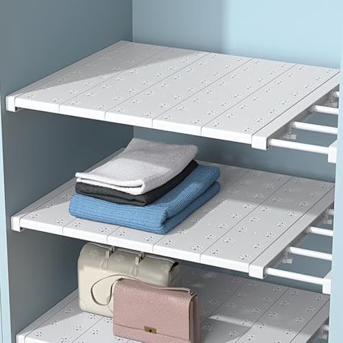 Tielag Verstellbare Regale für Schrank Erweiterbares Einlegeböden Schrankregal Nagelfrei Teleskop Regaltrenner für Kleiderschrank Schrank Küche Badezimmer 24cm Weit Verstellbare Länge 38-60cm
