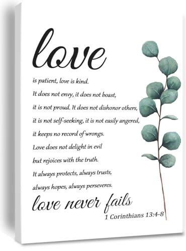 1 Corinthians 13:4-8 Love is Patient Love is Kind Scripture Canvas Wall Art,Religious Christian...