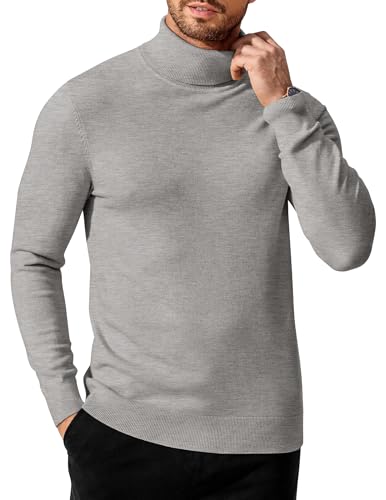 Pull à col roulé homme tricot fin gris clair COOFANDY vêtement basique XL