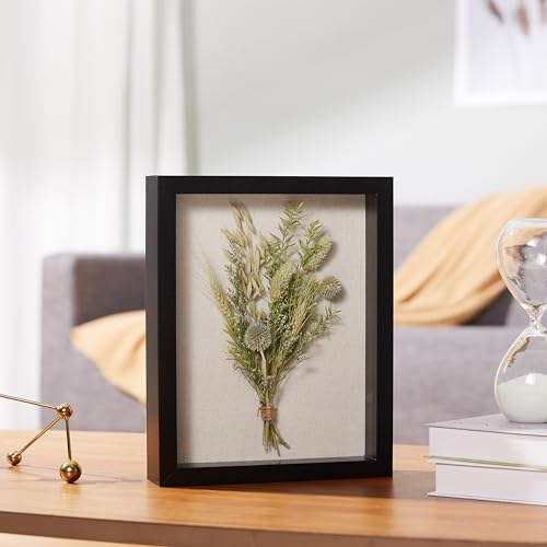 Image of Amazon Basics 8.5 inch x 11 inch Shadow Box Wood Rectangular Frame for Display Photos, Memorabilia, Black