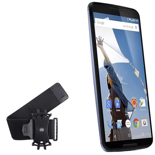 BoxWave Holster Compatible with Motorola Nexus 6 - ActiveStretch Sport Armband, Adjustable Armband for Workout and Running - Jet Black