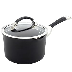 Circulon – 83483 Circulon Symmetry Hard Anodized Nonstick Sauce Pan/Saucepan with Straining and Lid, 3.5 Quart, Black