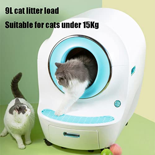 Self Cleaning Cat Litter Tray, APP Control, Odor Removal, Smart Robot Toilet with Closed Sandbox for Multiple Cats, Automatic Cat Litter Box Self Cleaning Smart 9L Large Space Cats Litter Box App