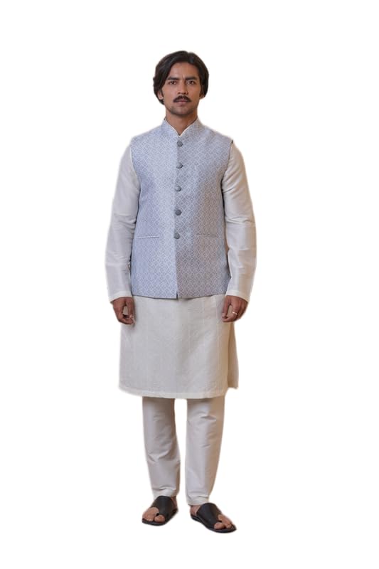 tasva Light Blue Brocade Single Bundi | Ethnic WEAR | Light Blue-picture-43