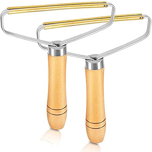 Lot de 2 rouleaux anti-peluches portables pour moquette, nettoyeur de tapis professionnel avec long manche en bois, rasoirs manuels pour pull, manteau tissé, tricot, poils d'animaux Cover