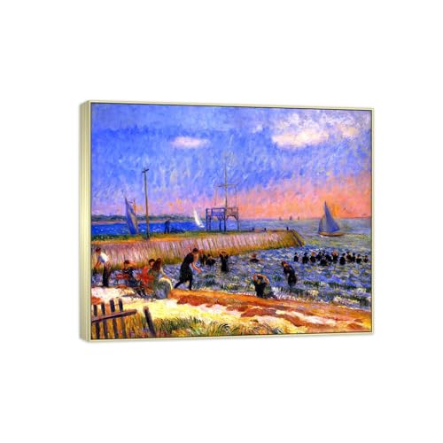 Tableau William Glackens Bathers 48x40cm avec cadre argenté pour salon