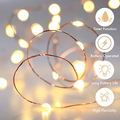 Innotree 6 Pack Led Fairy String Lights Battery Operated With Timer, 10Ft 30Leds Battery Powered Copper Wire Mini Firefly Twinkle Lights For Bedroom, Christmas, Wedding, Party Decoration, Warm White #TOP3