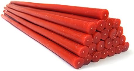 Natural Pure Beeswax Candles Organic Honey Eco Candles Amber Red Color in Gift Box (Natural Cotton Wicks, Dripless, Smokeless, Not Taper Candles) (Red, 14 Inches (35.5 cm) 23pcs)
