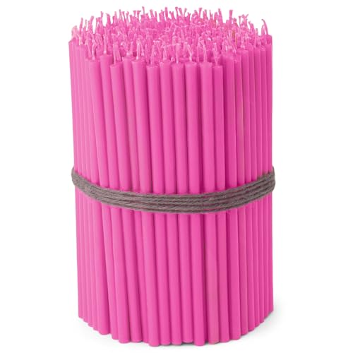 Velas en barra rosa de cera de parafina NKlaus 16cm, juego de 250 unidades