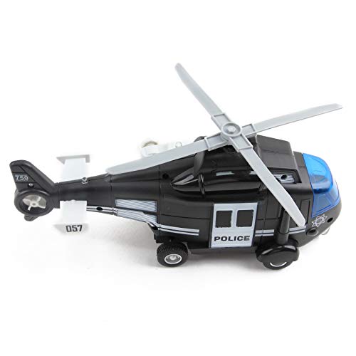 Vokodo Police Helicopter 11" With Lights And Sounds Push And Go Includes Rescue Basket Durable Toy Friction Kids Cop Chopper Swat Airplane Pretend Play Truck Great Gift For Children Boys Girl Toddlers #TOP5