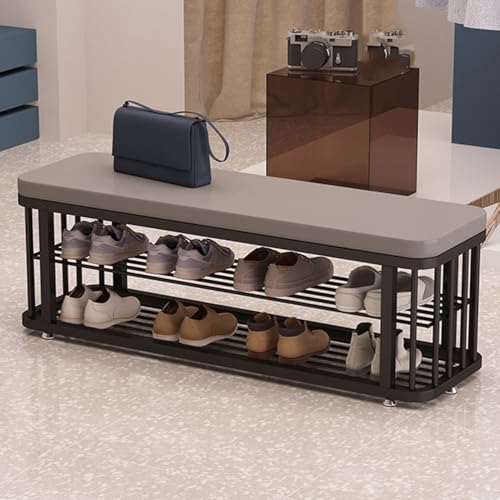 Banc à chaussures d'entrée en métal résistant pour petit espace - 2