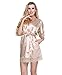 expressbuynow Women's Satin Kimono Robe Short Bridemaids Robe with Lace Trim