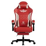 GTPLAYER Gaming Chair, Video Game Chairs with Footrest and Lumbar Support, Computer Chair for Adults with Extended Backrest, Ergonomic Reclining Silla Gamer, PU-Leather, Red