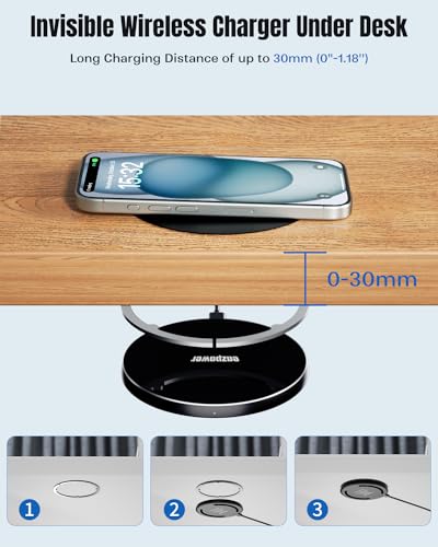 Eazpower Invisible Wireless Charger, 0-30mm Under Desk Wireless Charger $27.59 AC + 40% Off Code PSQ5SYAU - image 2
