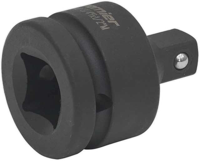 Sealey AK5403 Impact Adaptor, 3/4" Square Drive Female, 1/2" Square Drive Male, 44mm x 59mm x 129mm , Black