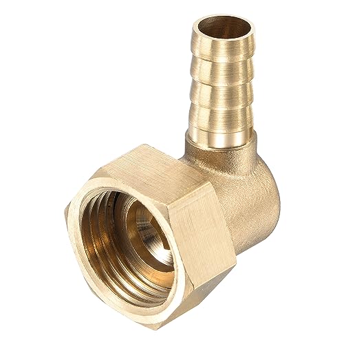 sourcing map Raccord Cannelé Tuyau Laiton Coude 10mm x G1/2 Connecteur Tuyau Femelle à écrou Pivotant pour Eau Carburant Air