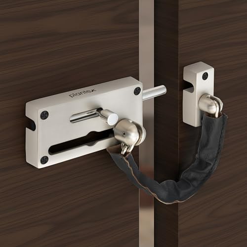 Image of Plantex Door Chain with Baby Latch /Door Chain Lock for Main Door /Latch Lock for Door /Heavy Duty Door Safety Guard Lock for Home, Hotel & Office Security - Pack of 1 (DTK-294-Satin)