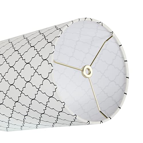 Image of Aspen Creative 31407 Contemporary Drum (Cylinder) Shaped Spider Construction Lamp Shade in White with Moroccan Trellis, 8 inch wide (8 inch x 8 inch x 11 inch)