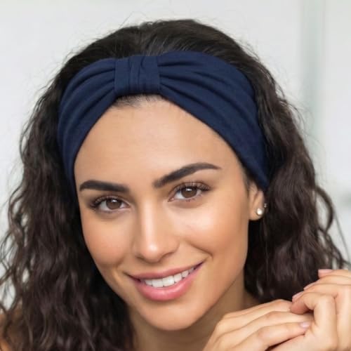 Image of XFYT Gorgeous Elegant Sports Hairband | Soft Sweat Absorbent Stylish Stretchable Headband for Men and Women (Midnight Navy Blue)
