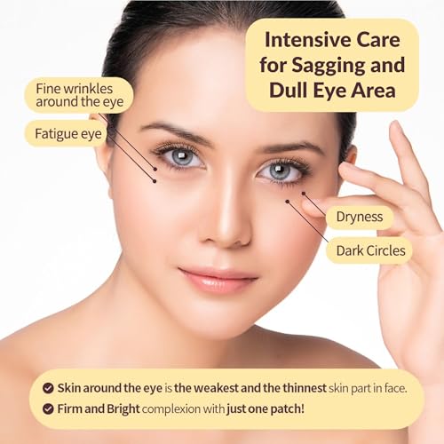 Terrazen Adesivos para os olhos coreanos com retinol e ouro 24K - Máscara de hidrogel para olheiras,