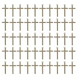 YUNXI 50PCS Antique Silver Gold Alloy Cross Pendants Mini Crucifix Cross Necklace Charms for Making